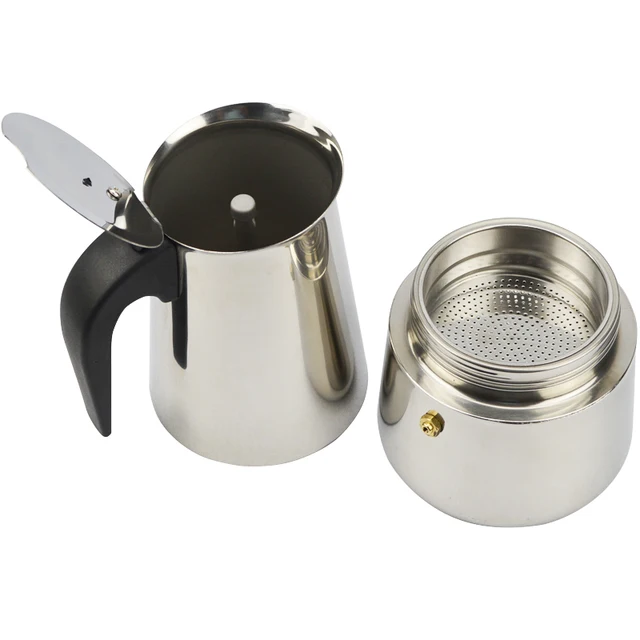 ATWFS 2/4/6/9 Cups Stainless Steel Coffee Maker Moka Pot Espresso Maker Cups Latte Percolator Stove Top Espresso Pot 4