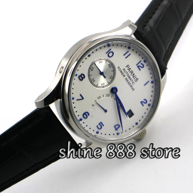 

Parnis 43mm White dial power reserve 2530 Automatic movement Men's watch