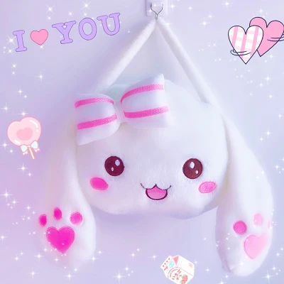 45*33cm Cute Rabbit Plush Backpack Japanese Lolita Rabbit Backpacks Rabbit Stuffed Plush Dolls for Girls Plush Handbag Soft Bags