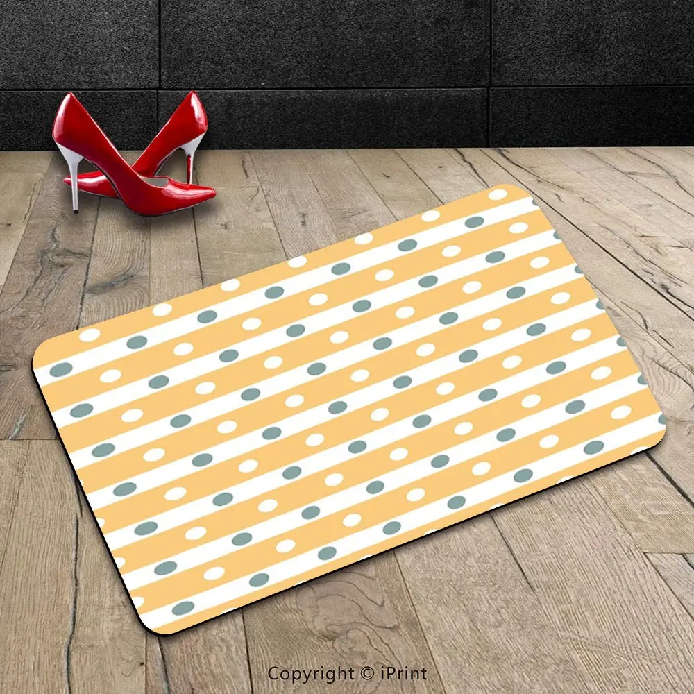 Custom Machine washable Door Mat Yellow and White by Horizontal Bold