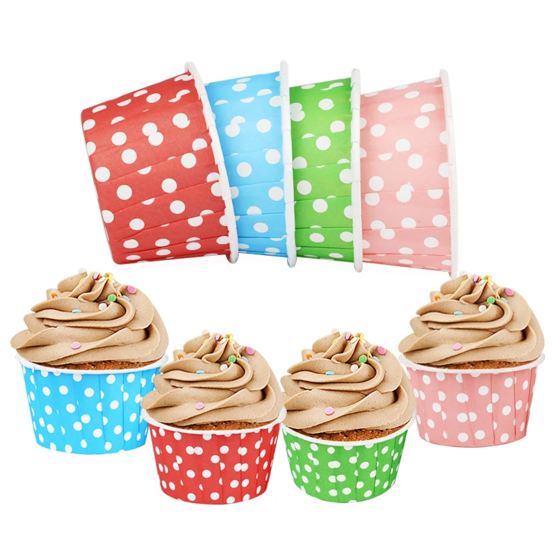 50pcs/ot mid size 4435 colorful dot Cupcake Liners Baking Muffin Cass