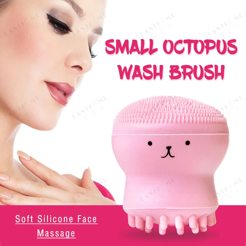 

Beauty Face Skin Care Cleaning Tools Cute Octopus Jellyfish Facial Cleansing Brush Facial Puff Massage Exfoliating Wash Tools