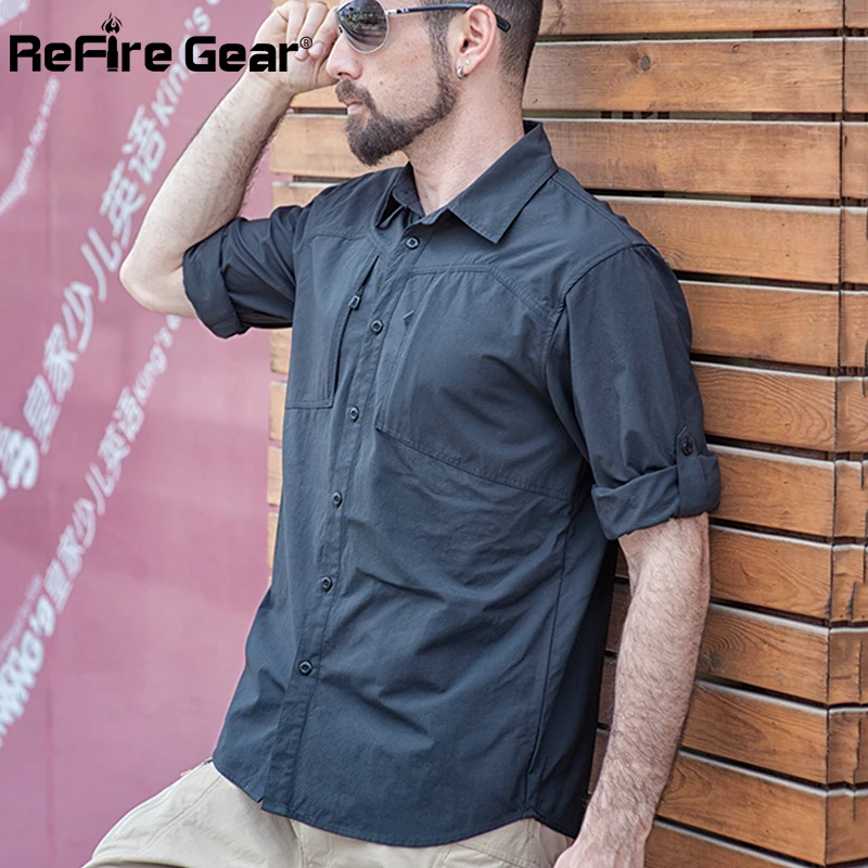 Мужская армейская тактическая рубашка ReFire Gear Повседневная быстросохнущая в