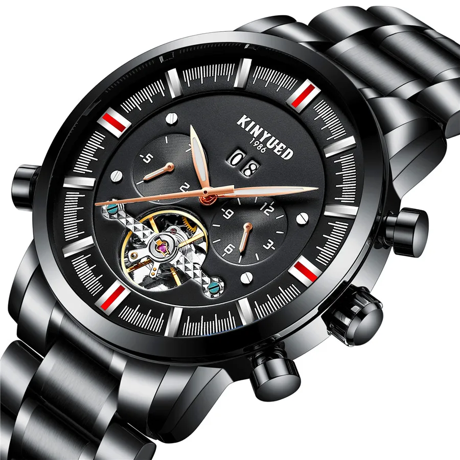 KINYUED Skeleton Automatic Watch Men Flying Tourbillon Top Brand Men's Mechanical Watches Luxury Luminous Relogios Masculinos KINYUED Skeleton Automatic Watch Men Flying Tourbillon Top Brand Men's Mechanical Watches Luxury Luminous Relogios Masculinos