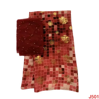 HFX африканская ткань с камнями индийское, высокого качества винно-красный шелк Джордж горячий нигерийский кружевной набор тканей с блузкой для свадьбы Y501 - Цвет: as picture
