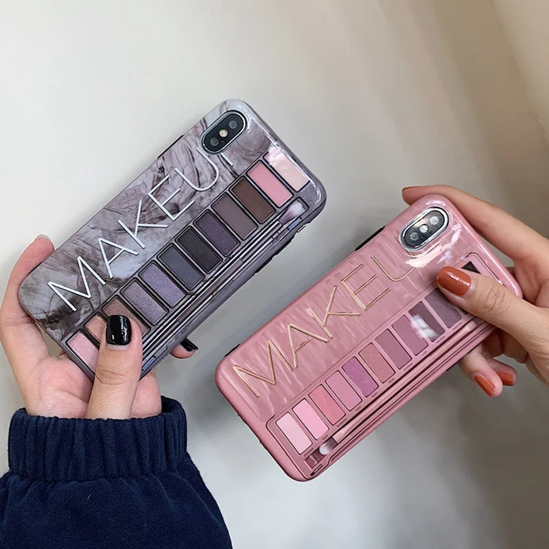 

Makeup Eyeshadow Palette phone Case For iphone 7 8 Plus 7plus for iphone XS Max XR X 6 6s plus glossy soft silicone case cover