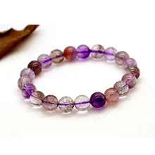 Натуральный, разноцветный, смешанный, супер семь стрейчевых браслетов, круглые бусины из камня мелодии, 10 мм, три хребта