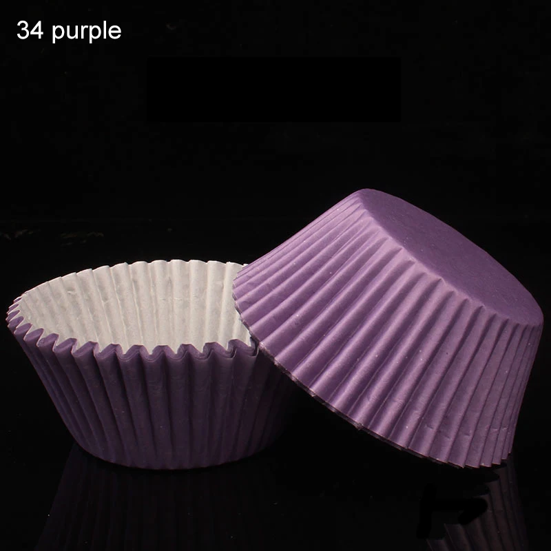Кухонные аксессуары бумага для выпечки чашки маленькая коробка для пирожных формы для маффинов 100 шт. форма для торта антимасляная форма для выпечки инструменты для украшения - Цвет: 34 purple