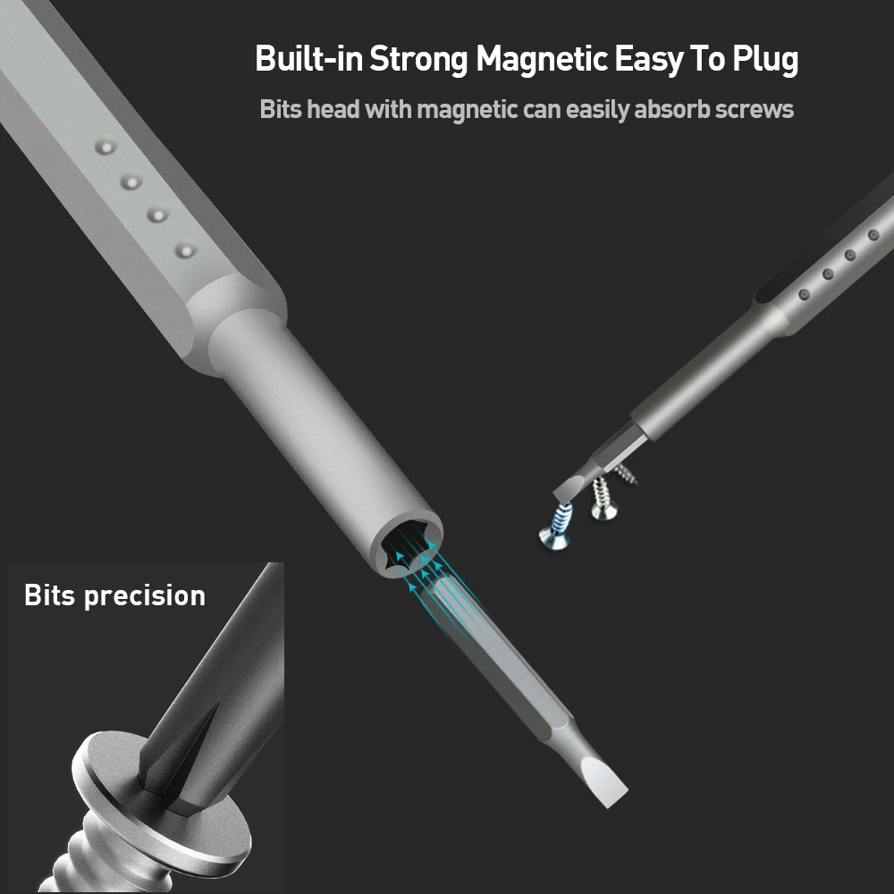 Magnetic Absorption Batches Bits Kit Daily Use Screwdrive Kit 48 Precision Magnetic Bits Repair Tools Double-sided Smart Home