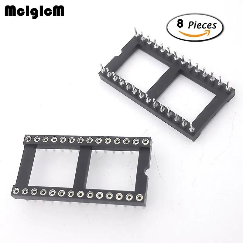 

MCIGICM 8pcs Round Hole 28 Pins Wide 2.54MM DIP IC Sockets Adaptor Solder Type IC Connector