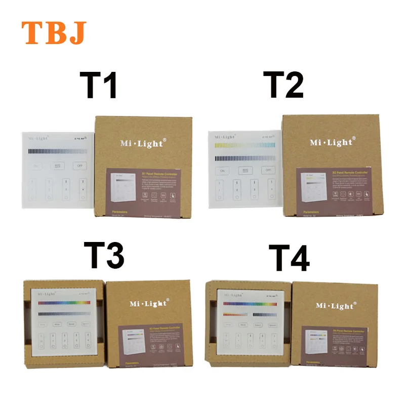 

Smart Panel LED Controller AC110V 220V T1 T2 T3 T4 2.4Ghz Mi Light 4-Zone RGB+CCT RGBW Color temperature dimmer