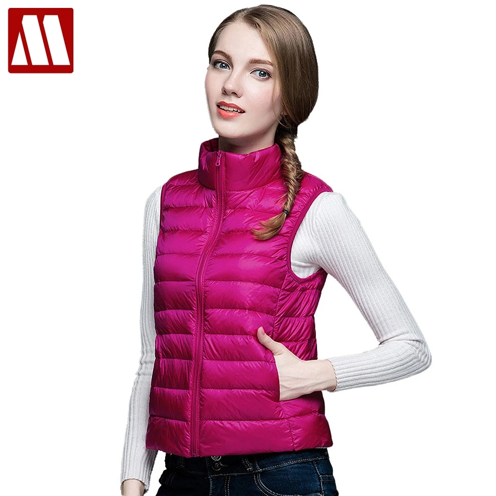 

Packable Ultra-light Sleeveless Women's Winter Down Jacket White Duck Feather Warm Waistcoat Down Vest Outerwear Coats for Woman