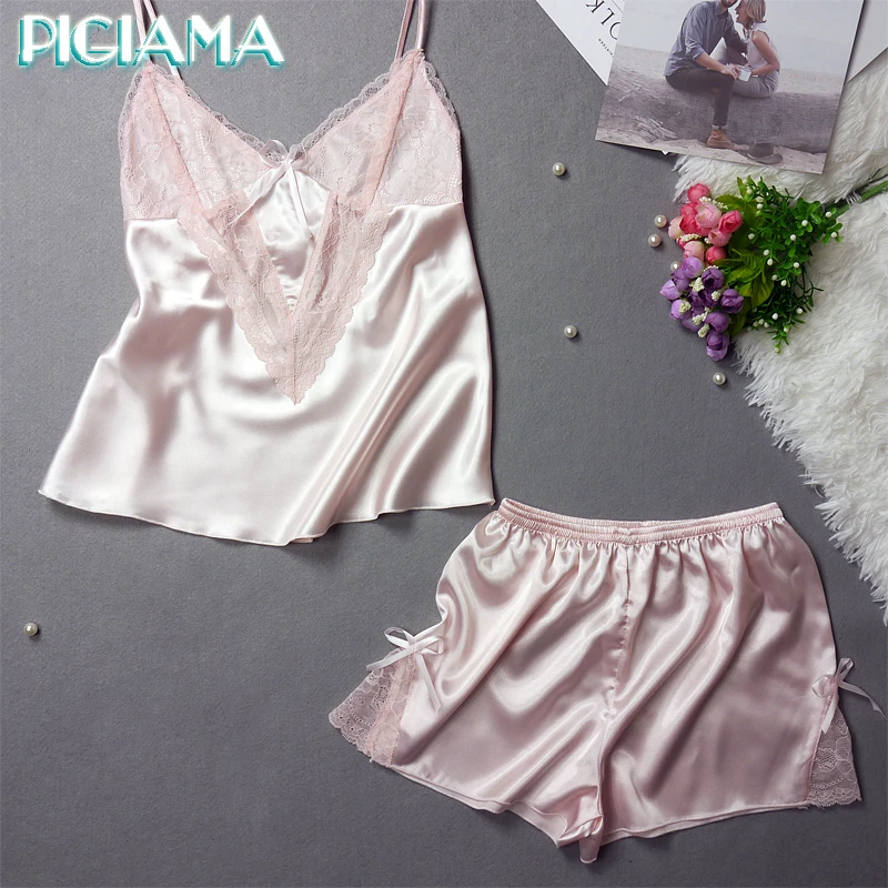 PIGIAMA женские пижамные комплекты сексуальный кружевной Шелковый халат женская