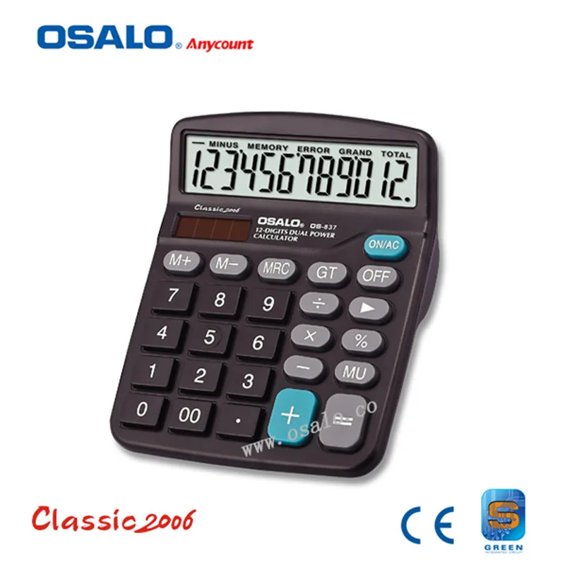 Osalo 837 электронный калькулятор двоевластия солнечной настольный calculatrice 12