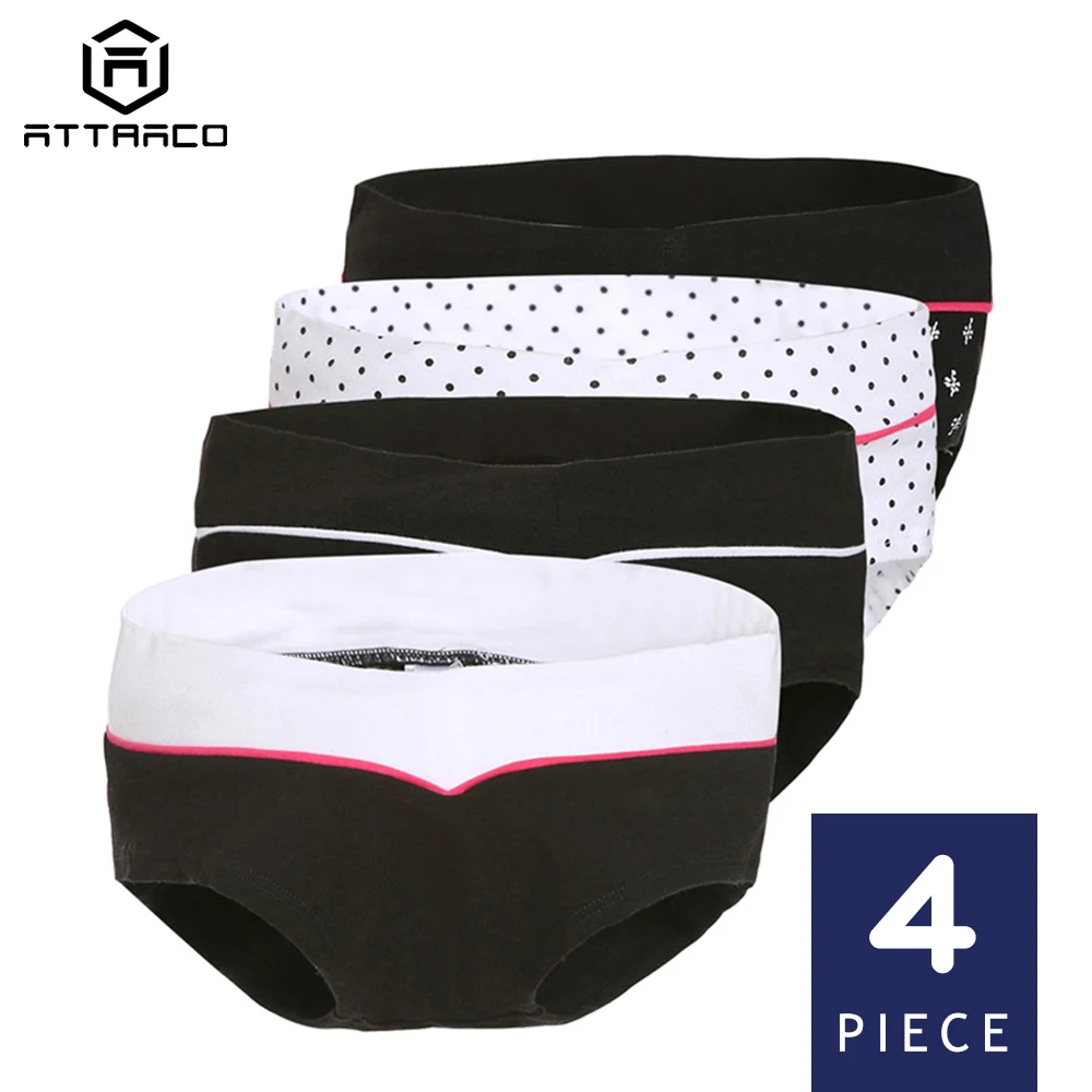 ATTRACO Pregnant Women's Underwear Panties Hipster Briefs Cotton Soft Solid Mid Waist Cozy Retro High Quality Cute