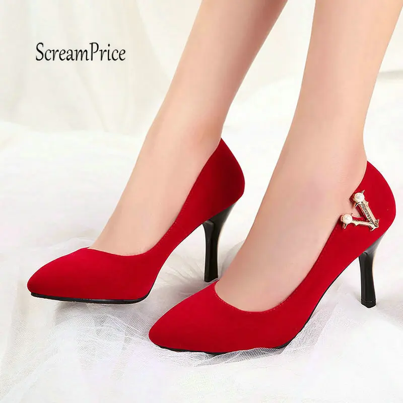 

Women Sexy Thin High Heel Pumps Fashion Pointed Toe Party Wedding Bride Shoes Red Black Green