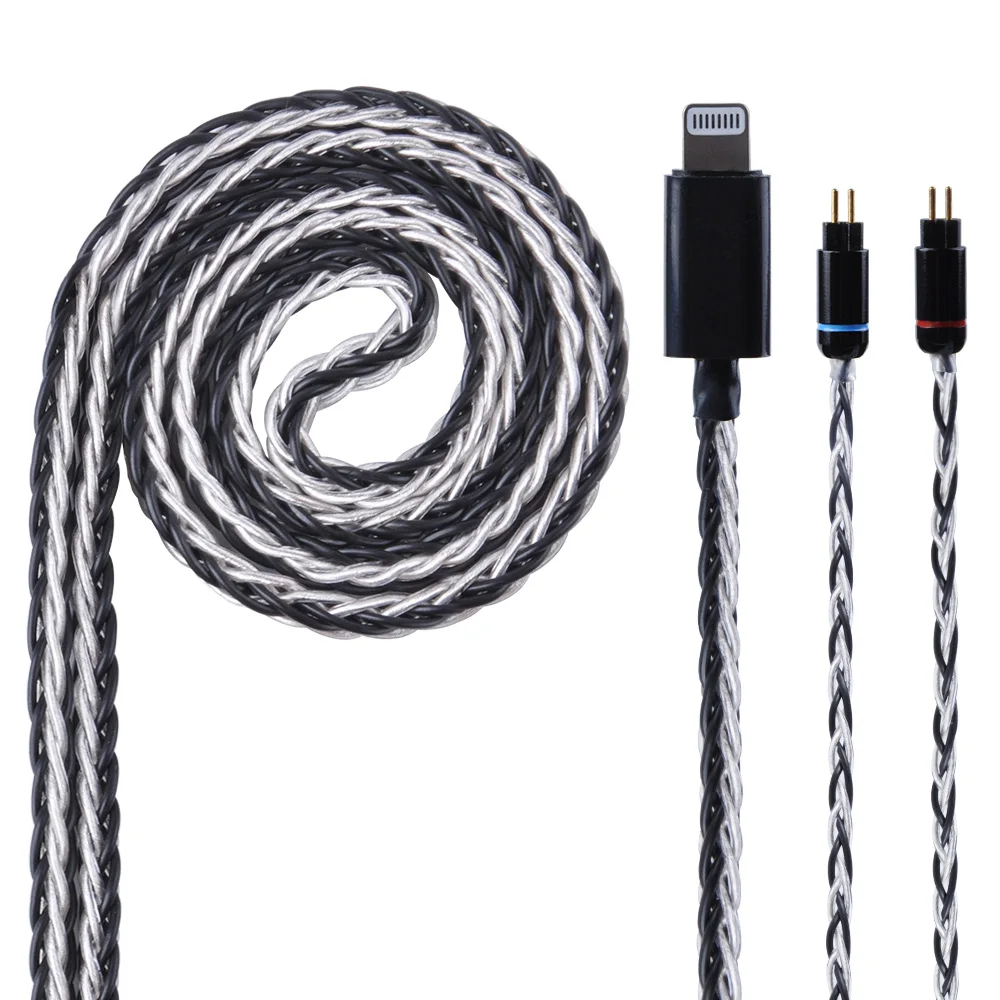 

2018 New 8 Core Silver Plated Cable For Iphone 7/8/X For KZ Earphone AS10 ZS10 ZS6 Eearphone Upgrade Cable 2PIN/Mmcx Connector