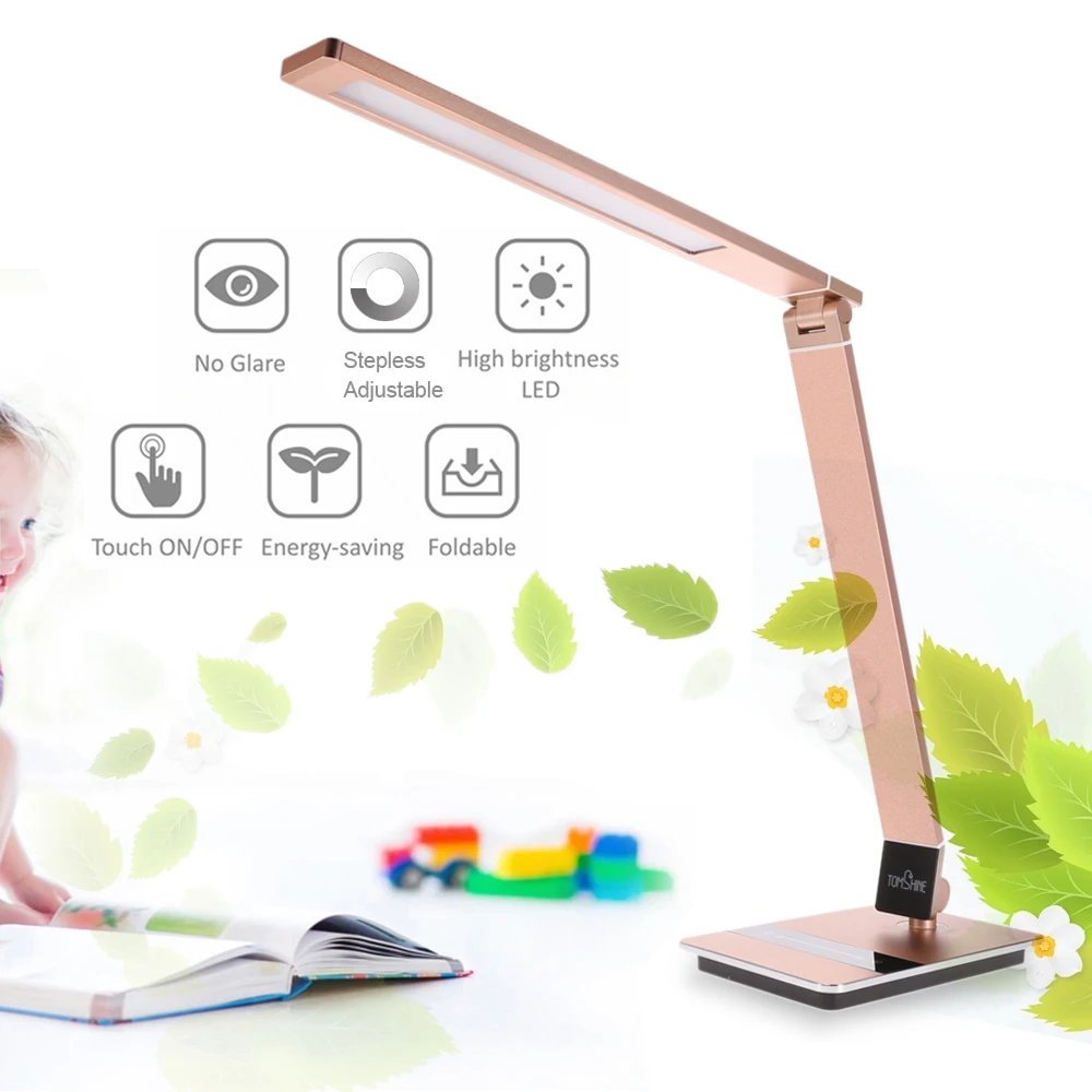 

Tomshine LED Desk Lamp Foldable Dimmable Touch Sensitive Control 8.5W 500LM 3 Color Temperature Stepless Adjustable