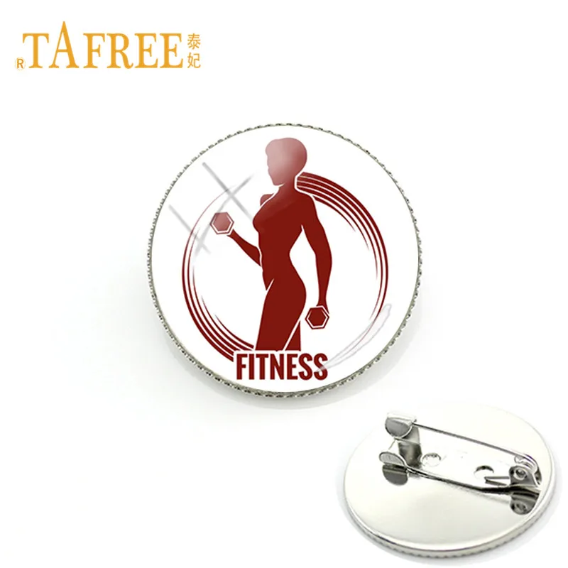 

TAFREE Body Builders Art Clip Pattern Brooch Rhodium Plated Pin Badge Fitness Center Customized Gift Glass Gems Jewelry FQ493