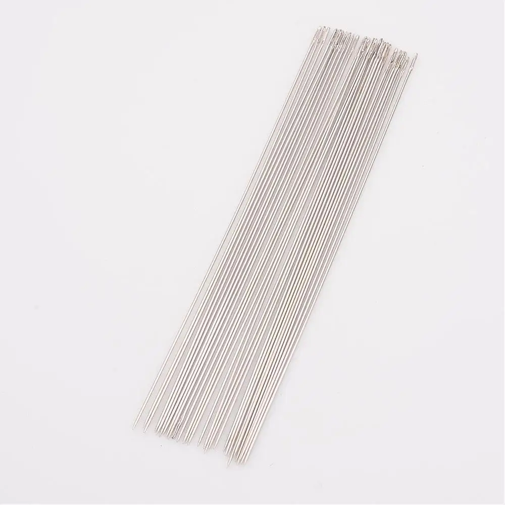 

Steel Beading Needles for sewing leather, Nickel Color, about 0.45mm thick, 80mm long, approx 34pcs-38pcs/bag