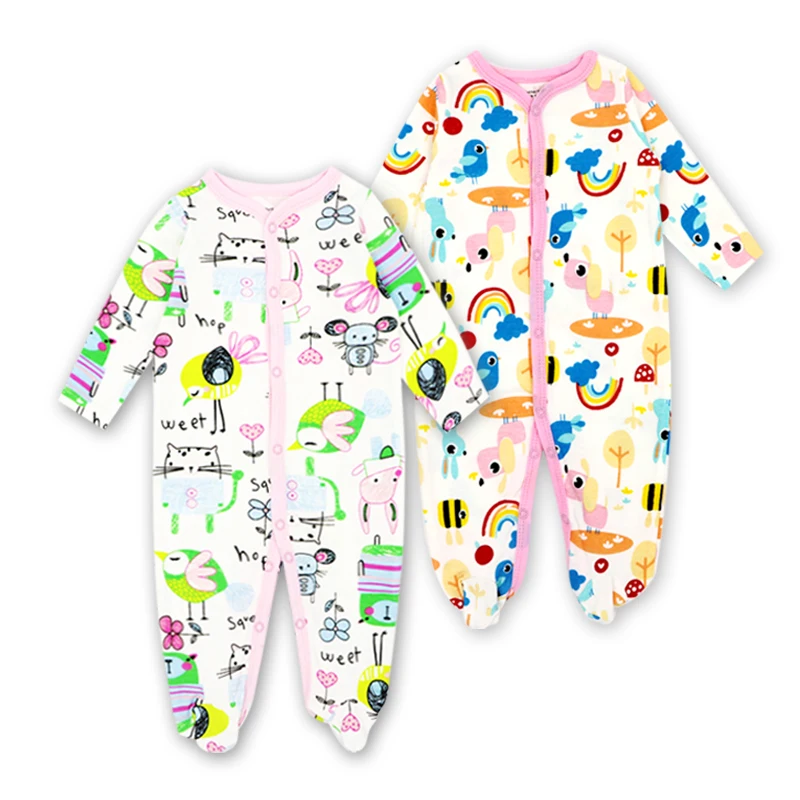 

Baby Romper 2pcs/lot Spring Autumn Long Sleeve Comfortable Baby Pajamas Newborn Jumpsuit Cartoon Printed Cotton baby boy clothes