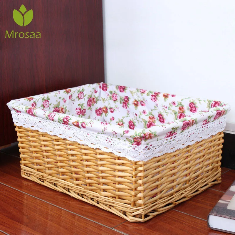 

Newest Bamboos Weaving Storage Baskets Fruits Picnic Basket Rattan Storage Box For Cosmetics Snacks Tea Book Organizer Handiwork