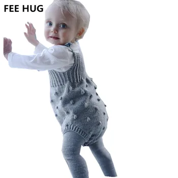 

FEE HUG Baby Rompers Toddler Boy Girls Strap Knitted Jumpsuits Infants Girls Overalls Pants Clothes