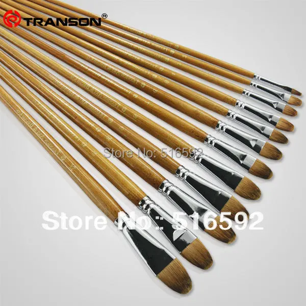 

6pcs/set Transon228 fine weasel hair filbert head wooden handle artist painting brush set for watercolor paint, oil paint brush