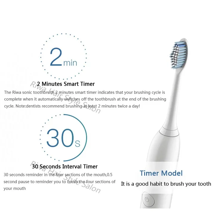 RIWA подзаряжаемая ультразвуковая зубная щетка электрическая зубная щетка с двумя сменными мягкими щеточными головками 220 В 50 Гц