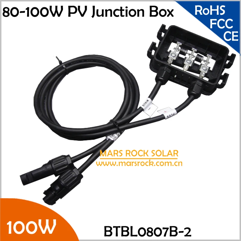 

5pcs/Lot 80-100W Solar System Junction Box with 2 Diodes (10A10), MC4 Connector, 90CM Cable, PV Electrical Connectors& Terminals