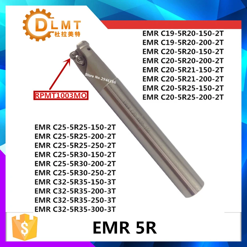 10PCS RPMT10T3MO 1pcs NEW EMR C20-5R-21-150 2T Round Indexable End Mill Holder 