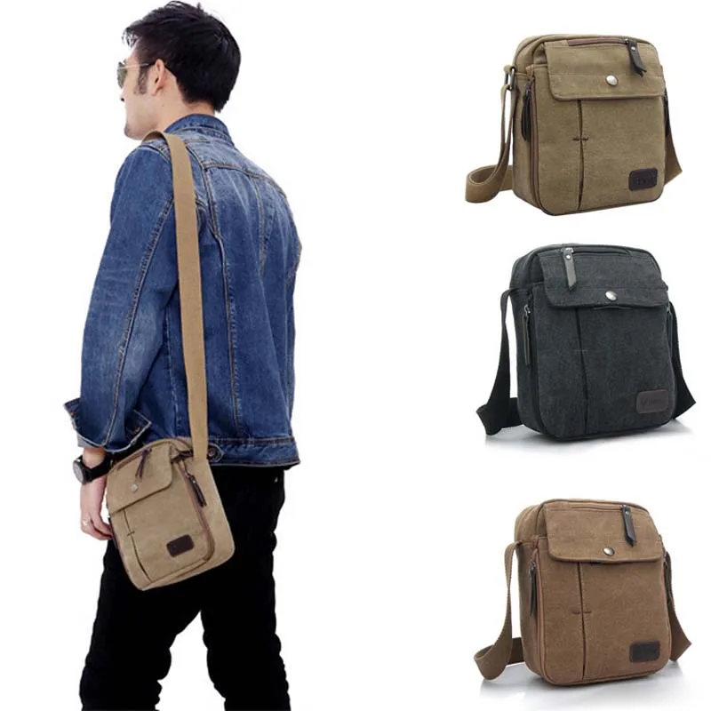 Мужская винтажная Брезентовая сумка через плечо на молнии, сумки-мессенджеры, повседневная сумка для путешествий, Спортивная Многофункциональная Сумка