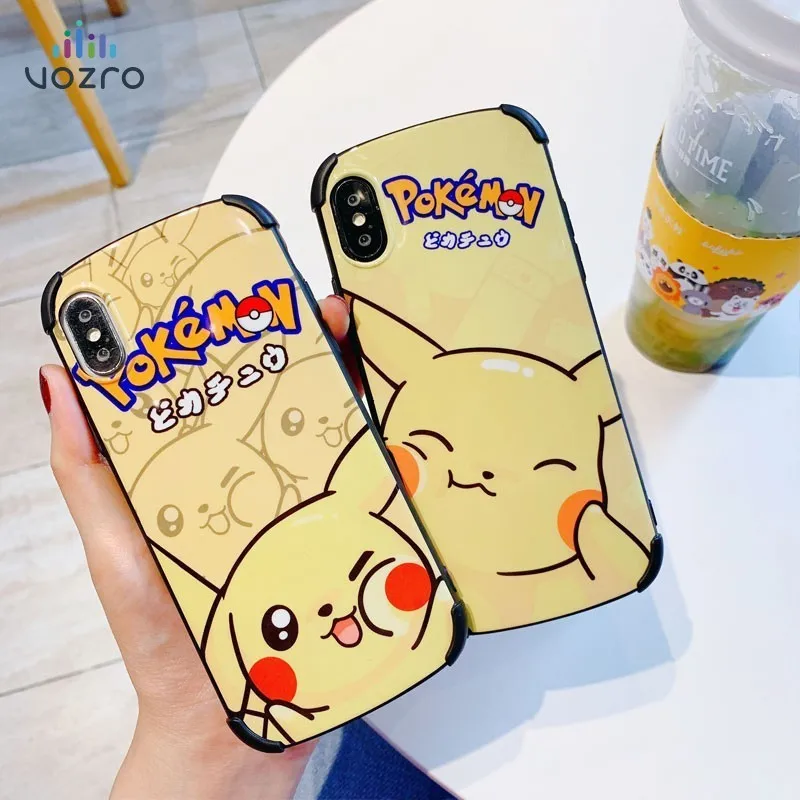 

VOZRO Cartoon Pokemon Pikachu Case For Iphone X Xs Xr Xs Max 6 6s 7 8 Plus Case Telephone Covers Accessories Bag
