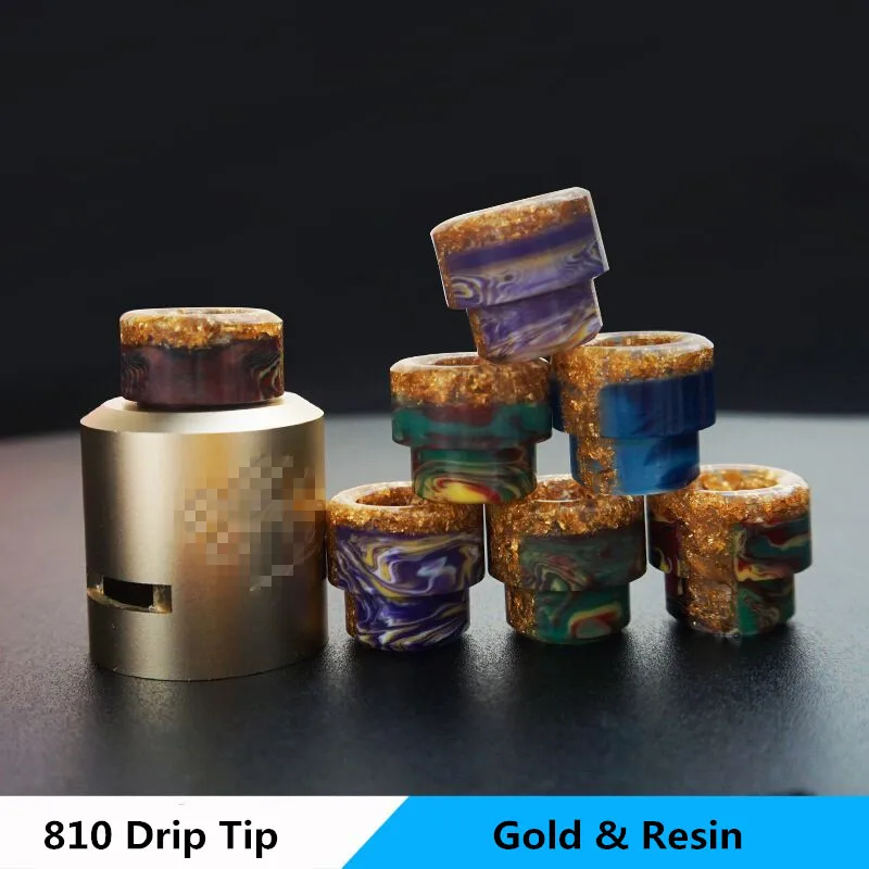 

Beautiful Design 810 Epoxy Drip Tip Golden with Resin Style 2xPacks for E Cigarette TFV12 Prince Big Baby X Tank RTA Atomizers