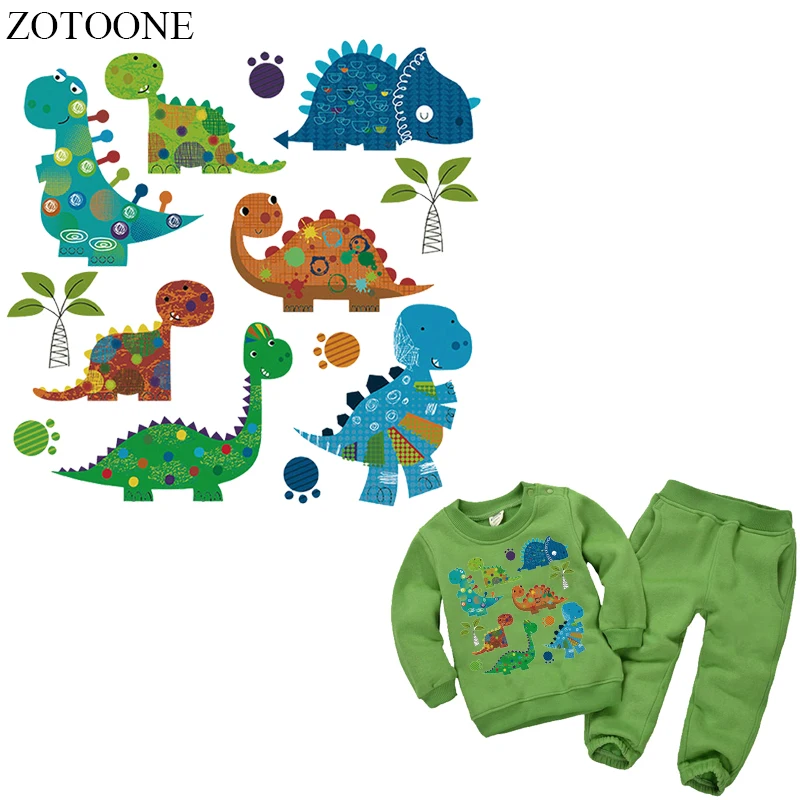

ZOTOONE Dinosaur Stickers for Clothes Heat Transfer Vinyl T-Shirt Diy Decoration New A-Level Washable Parches Ropa Patch Set