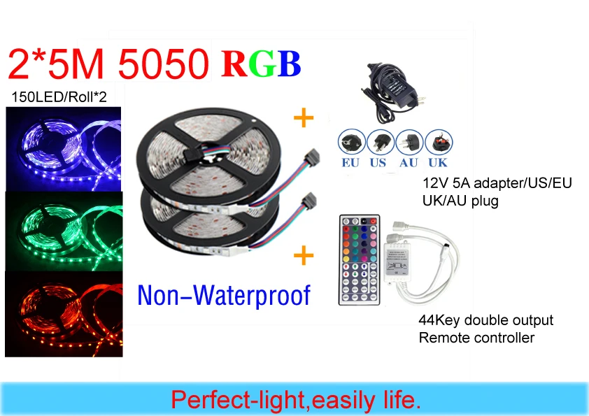 Светодиодная лента 5050 RGB 10 м 2*5 30 светодиодов/м светодиодов в рулоне гибкая