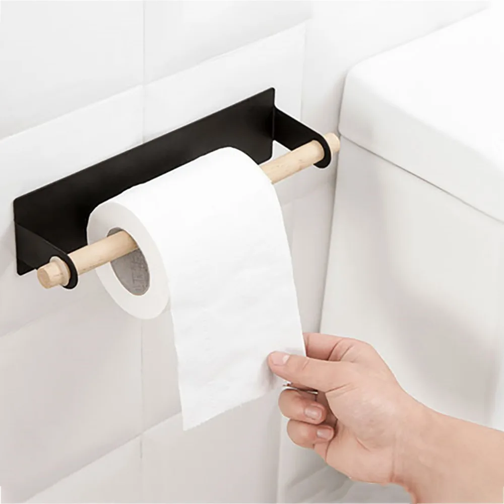 Adhesive Cabine Stainless Steel Matte Black Toilet Paper Holder Bathroom Toilet For Roll Paper Towel Square Bathroom Accessories