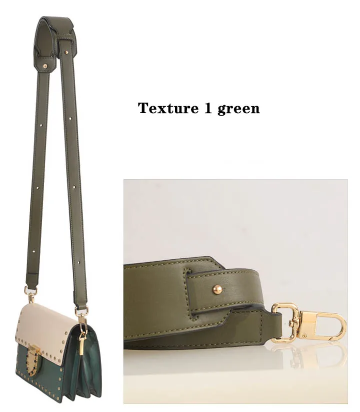 BAMADER High Quality Genuine Leather Bag Strap Ladies Wide Shoulder Strap 81CM-118CM Adjustable Fashion Women's Bag Accessories - Цвет: Texture 1 green