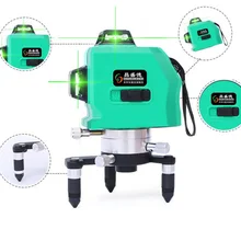 Зеленые линии 3D 8 линий лазерный уровень, самонивелирующийся 360 горизонтальный, вертикальный крест супер мощный