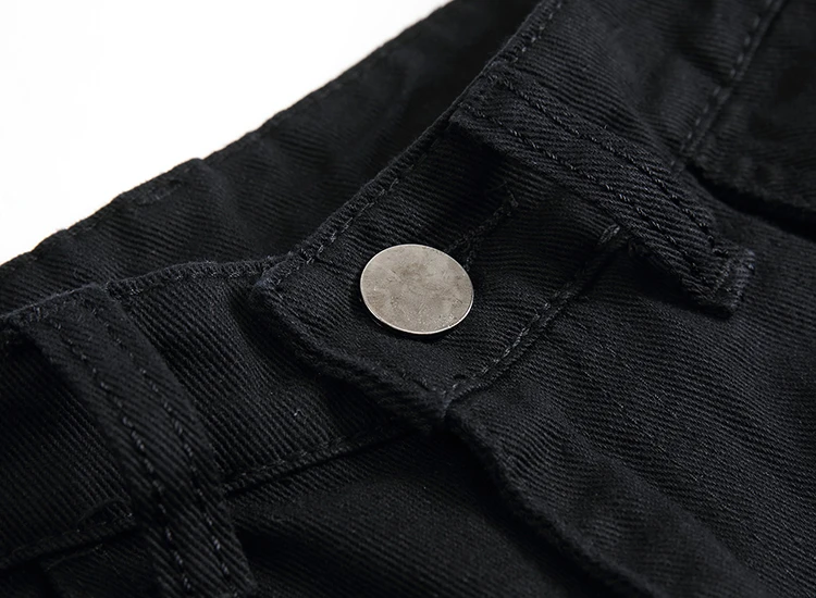 Aolamegs Men Jeans Hole Pants Full Length Black Dark Summer Cut Broken Explosion Section Stretch Denim Straight Fashion Relaxing (18)