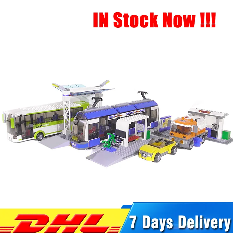 

Lepin 02023 Compatible 8404 968Pcs Public Transport Station Set City Tram Bus Car Building Blocks Bricks Model Kid toys gifts