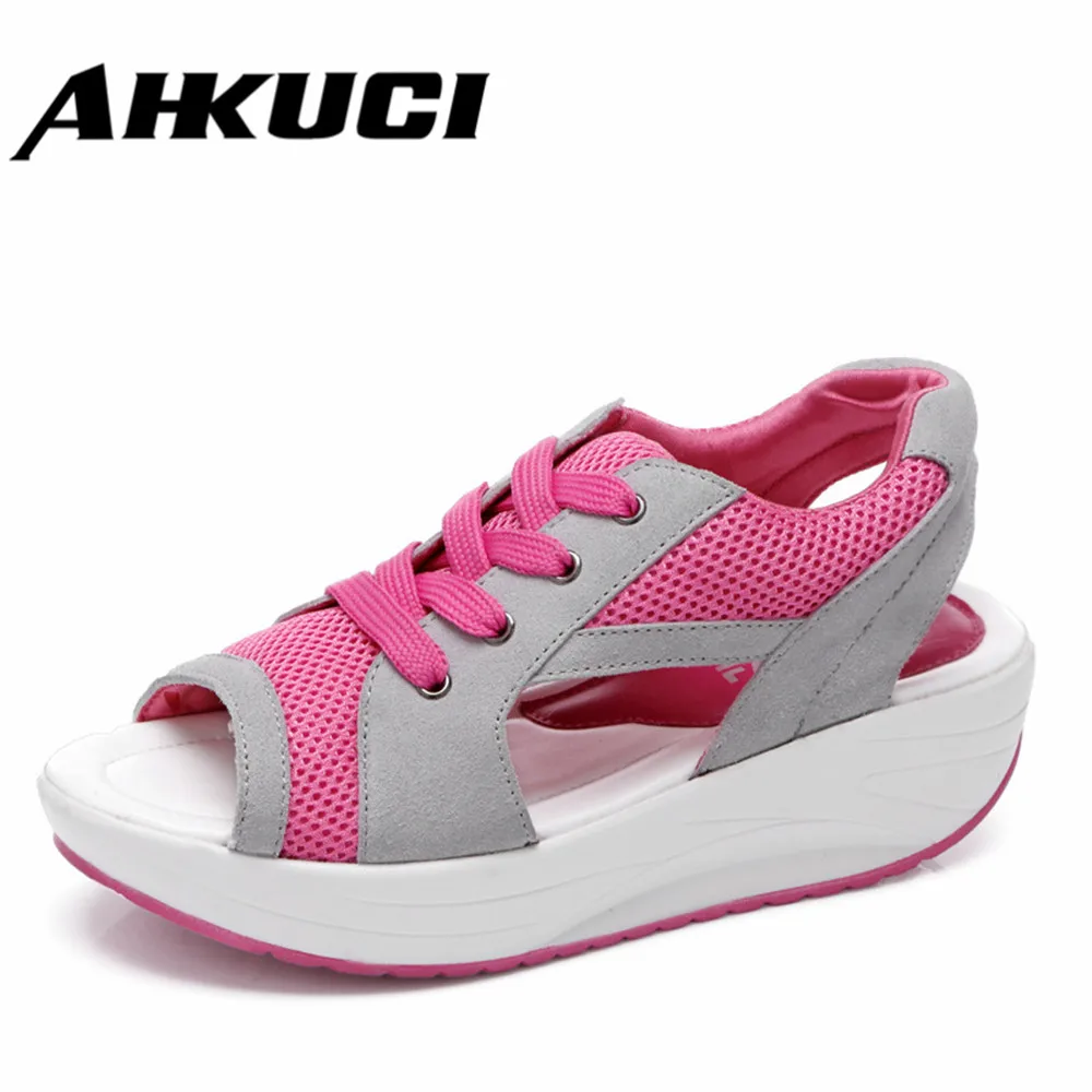 Fashion Leisure Summer Fish Mouth Thick Bottom Increased Shake Shoes