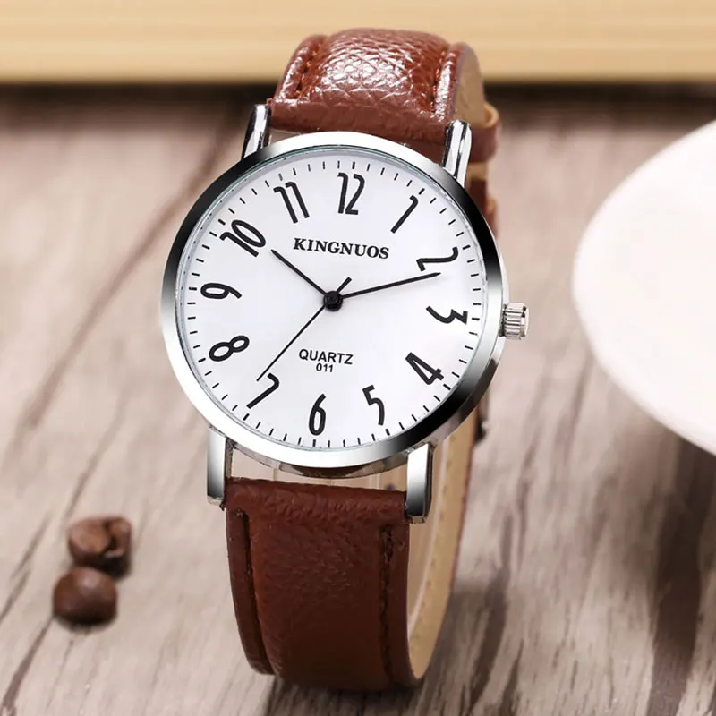 

KINGNUOS Simple Men Quartz Watch Reloj Hombre Leather Business Watches Men Clock Fashion leisure waterproof Watch Sport for Male
