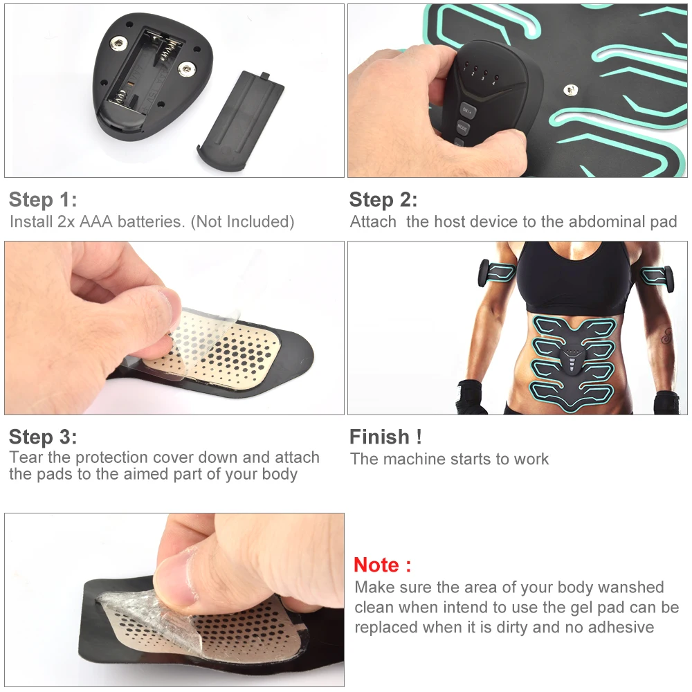 Body Massage Muscle Stimulator Abdominal Hips Slimming Training Exerciser Fitness Toner Belly Leg Arm Exercise Workout Equipment