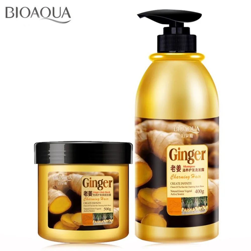 2pcs Natural Herbal Ginger Shampoo Mask Anti Hair Loss And Hair