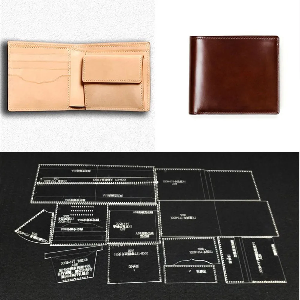 

1 Set Handmamde Wallet Acrylic Template Leather Pattern Diy Hobby Leathercraft Sewing Pattern Stencils 110x95x20mm