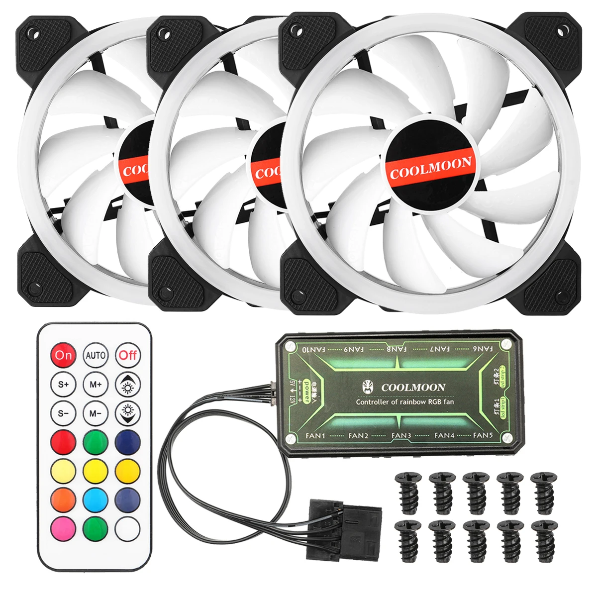 12V RGB 3Pcs Silent 120mm USB Cooling Fan for Computer Cases CPU Cooling LED