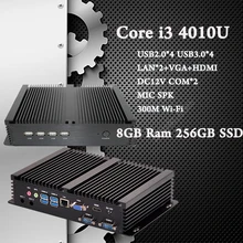 Безвентиляторный Неттоп Mini PC 8 ГБ Ram 256 ГБ SSD Intel Haswell Core i3 4010U Графика HD 4400 DHL Бесплатная Доставка Промышленный Панельный ПК