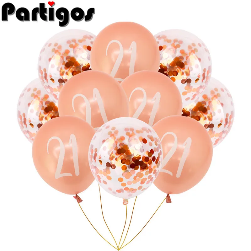 Розовые золотые воздушные шары с цифрами на день рождения, 18, 20, 21, 30, 40, 50, воздушные шары на день рождения, украшения для вечеринки, принт с цифрами, globos