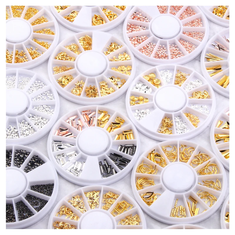 

Mixed Color Stones Nail Rhinestones Small Irregular Beads Alloy Caviar Supplies for Manicure 3D Nail Art Decorations in Wheel